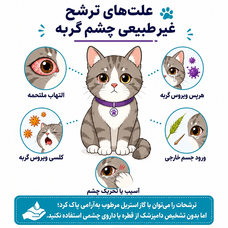 دلایل ترشح غیرطبیعی چشم گربه