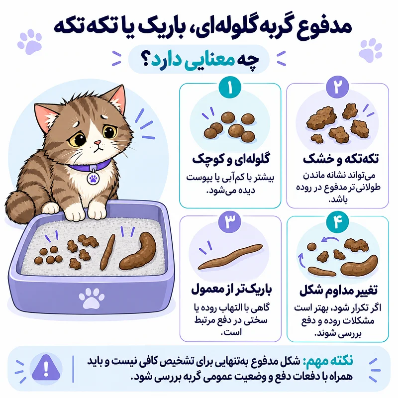 مدفوع گربه گلولهای، باریک یا تکهتکه شده؛ آیا طبیعی است؟