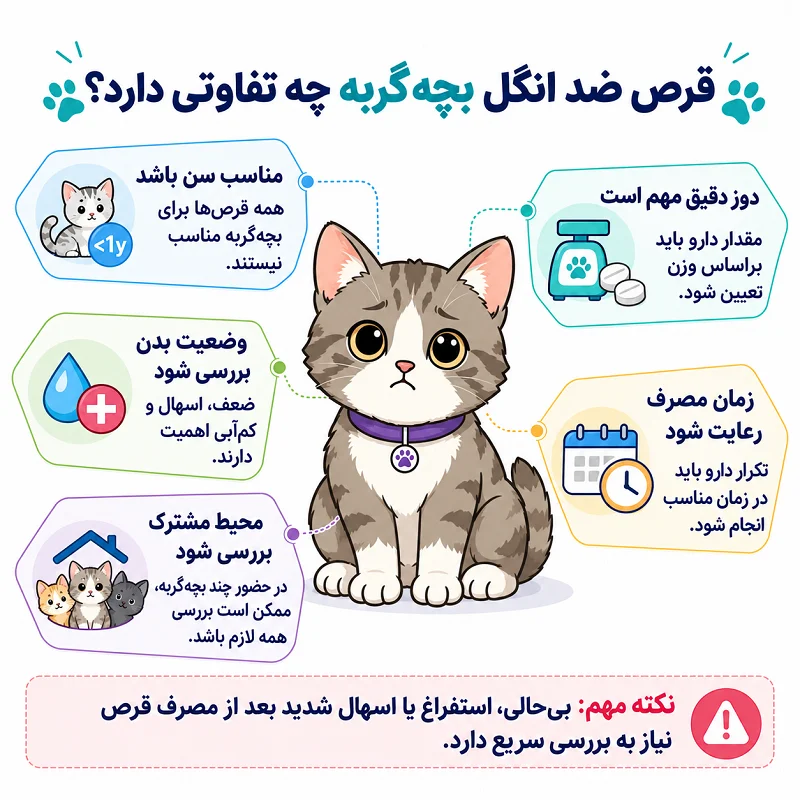 قرص ضد انگل بچه گربه چه تفاوتی دارد؟