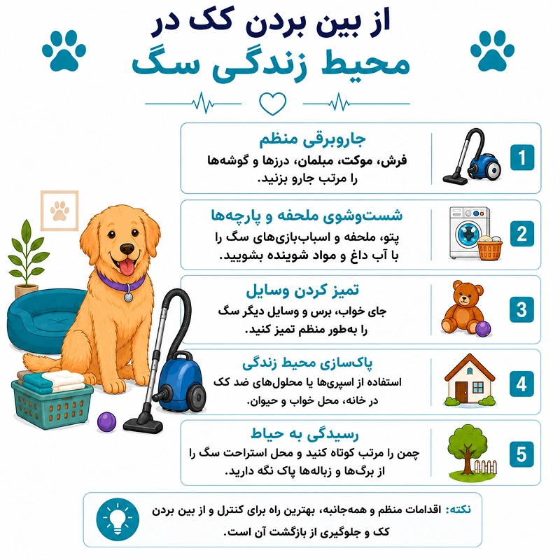 از بین بردن کک در محیط زندگی سگ
