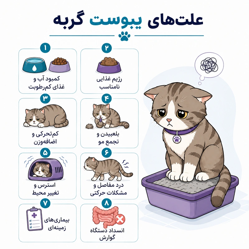 علت یبوست گربه