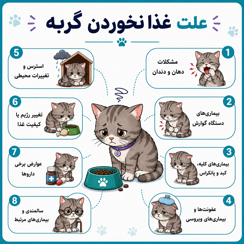 علت غذا نخوردن گربه