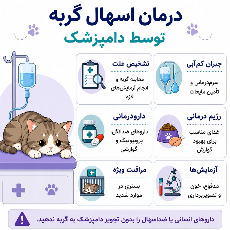 درمان اسهال گربه توسط دامپزشک